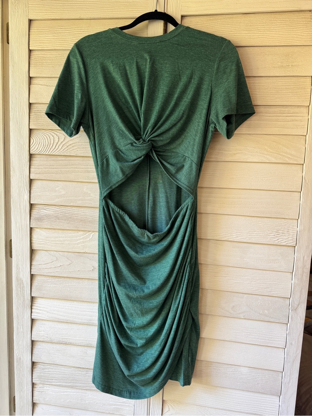 Green stretch jersey Knit Dress with Twist front cutout Detail (XL)